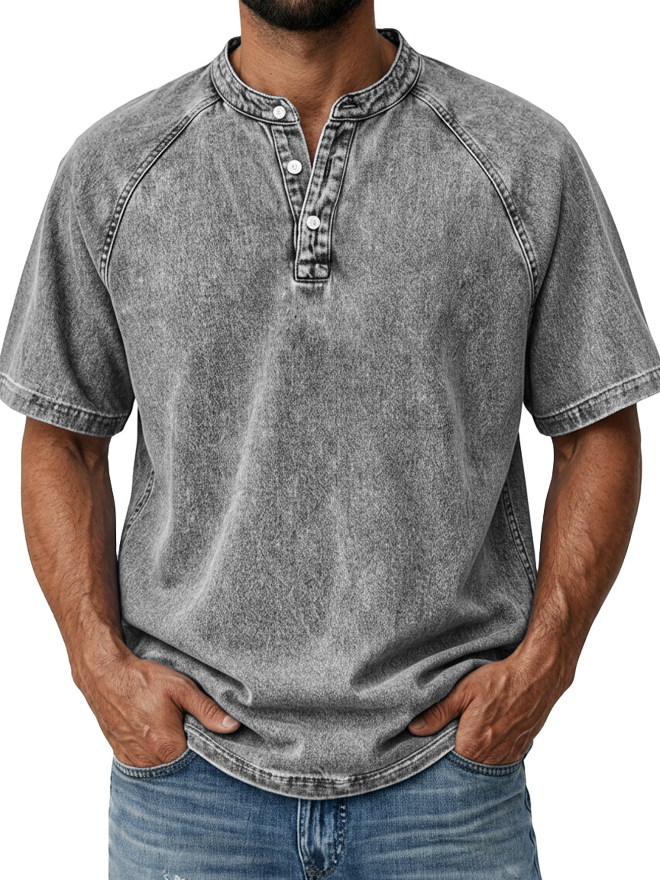 Men's Vintage Wash Raglan Henley