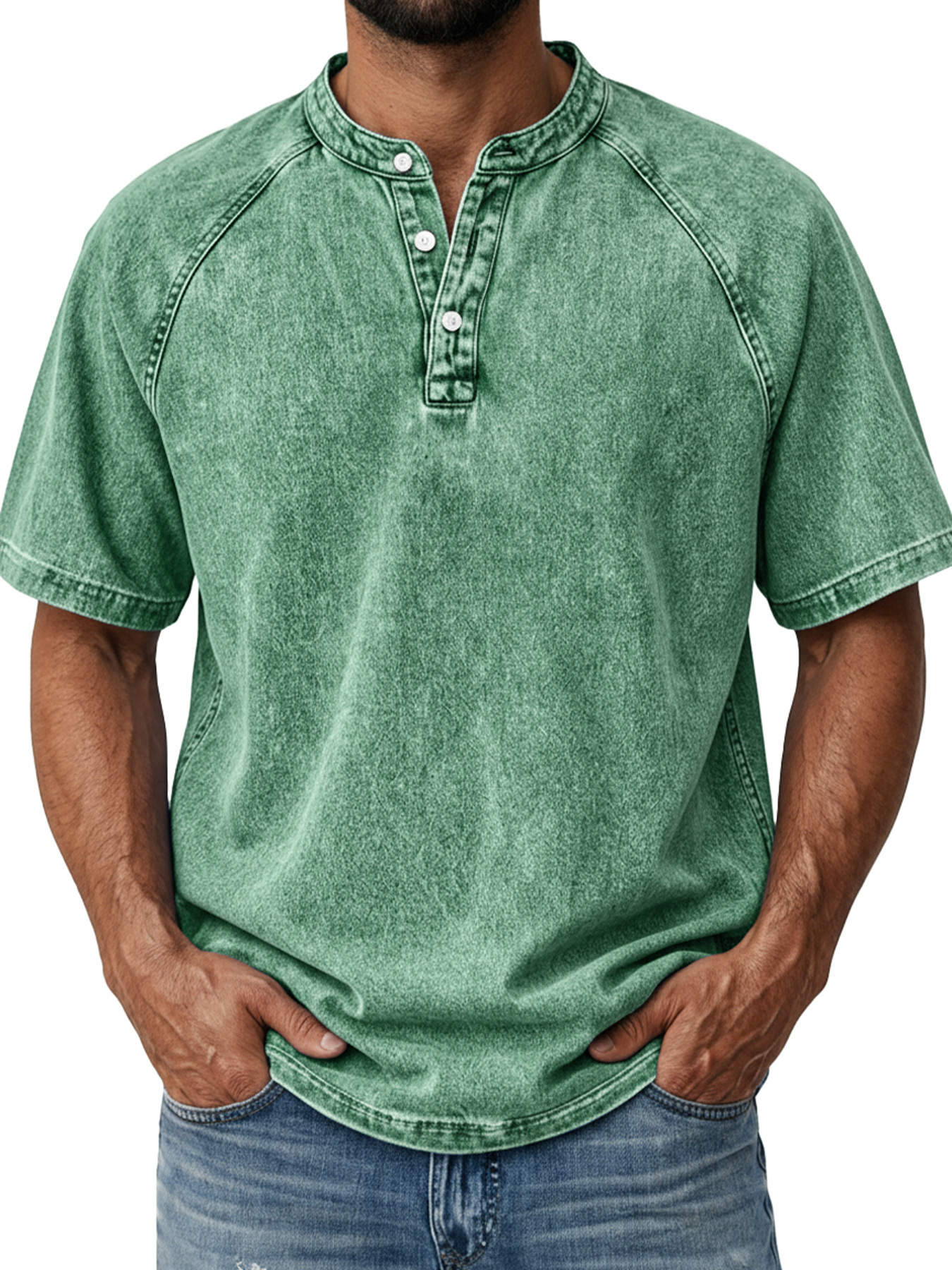 Men's Vintage Wash Raglan Henley