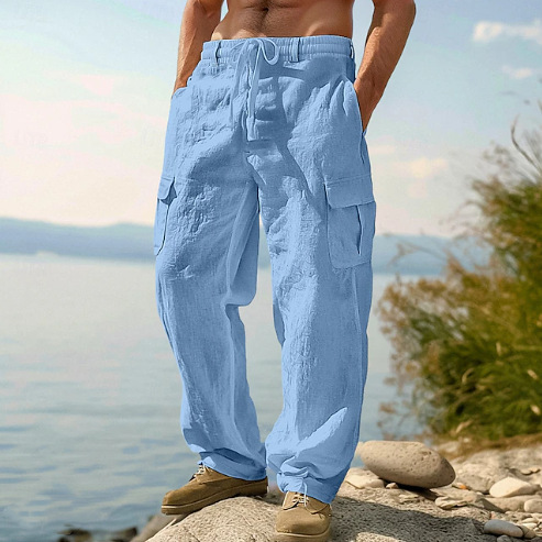 Men's Cotton-Linen Cargo Pants