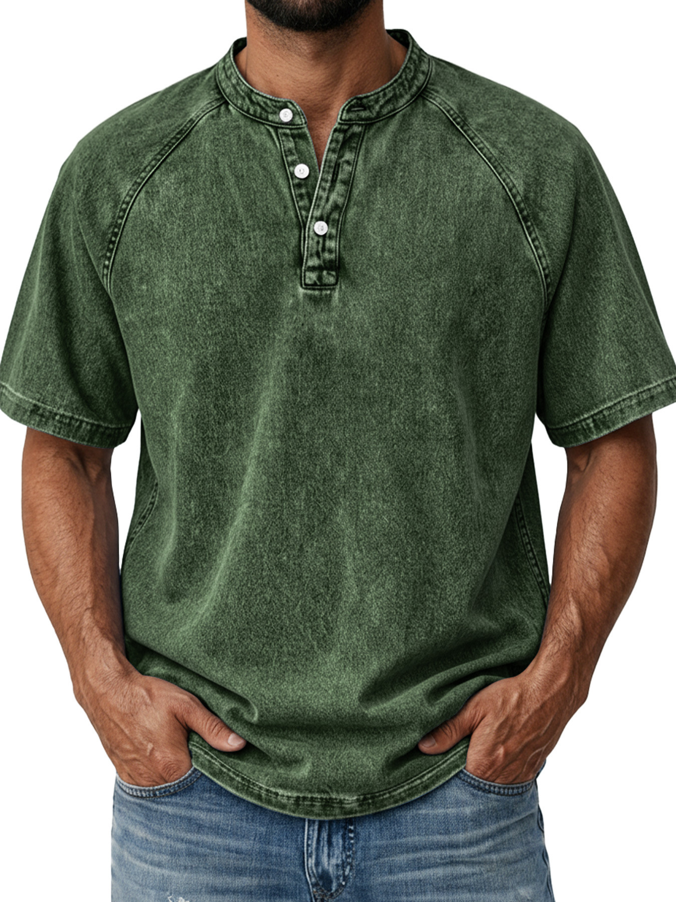Men's Vintage Wash Raglan Henley