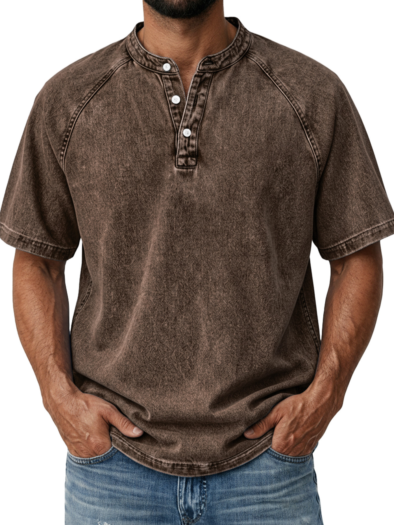 Men's Vintage Wash Raglan Henley