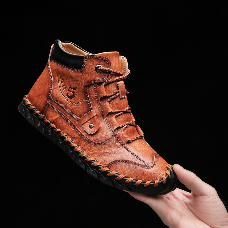 Stitched Hand-Sewn Embossed Cowhide Medical Shoes