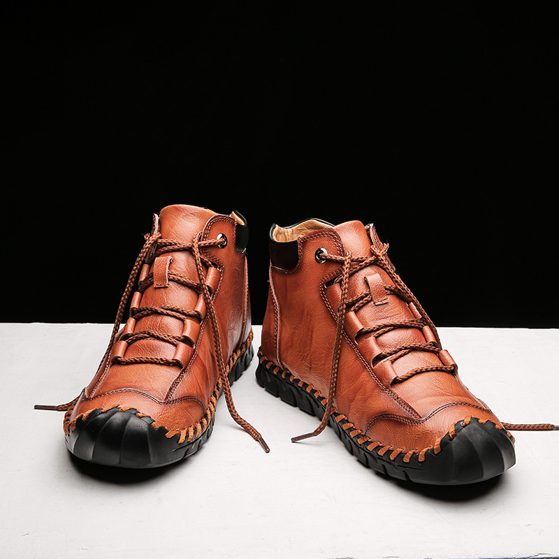 Stitched Hand-Sewn Embossed Cowhide Medical Shoes