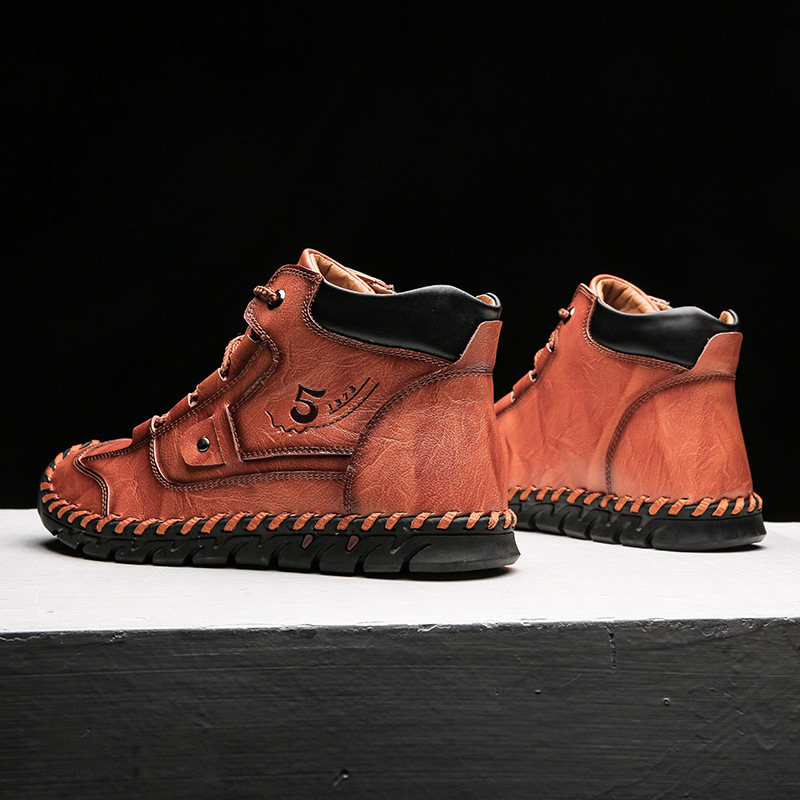Stitched Hand-Sewn Embossed Cowhide Medical Shoes