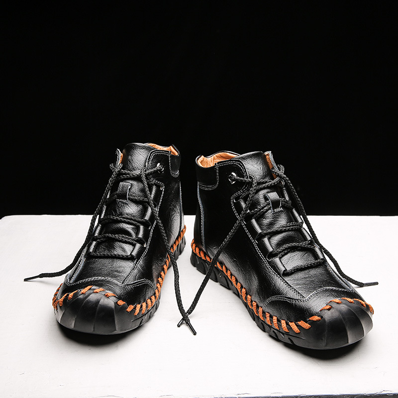 Stitched Hand-Sewn Embossed Cowhide Medical Shoes