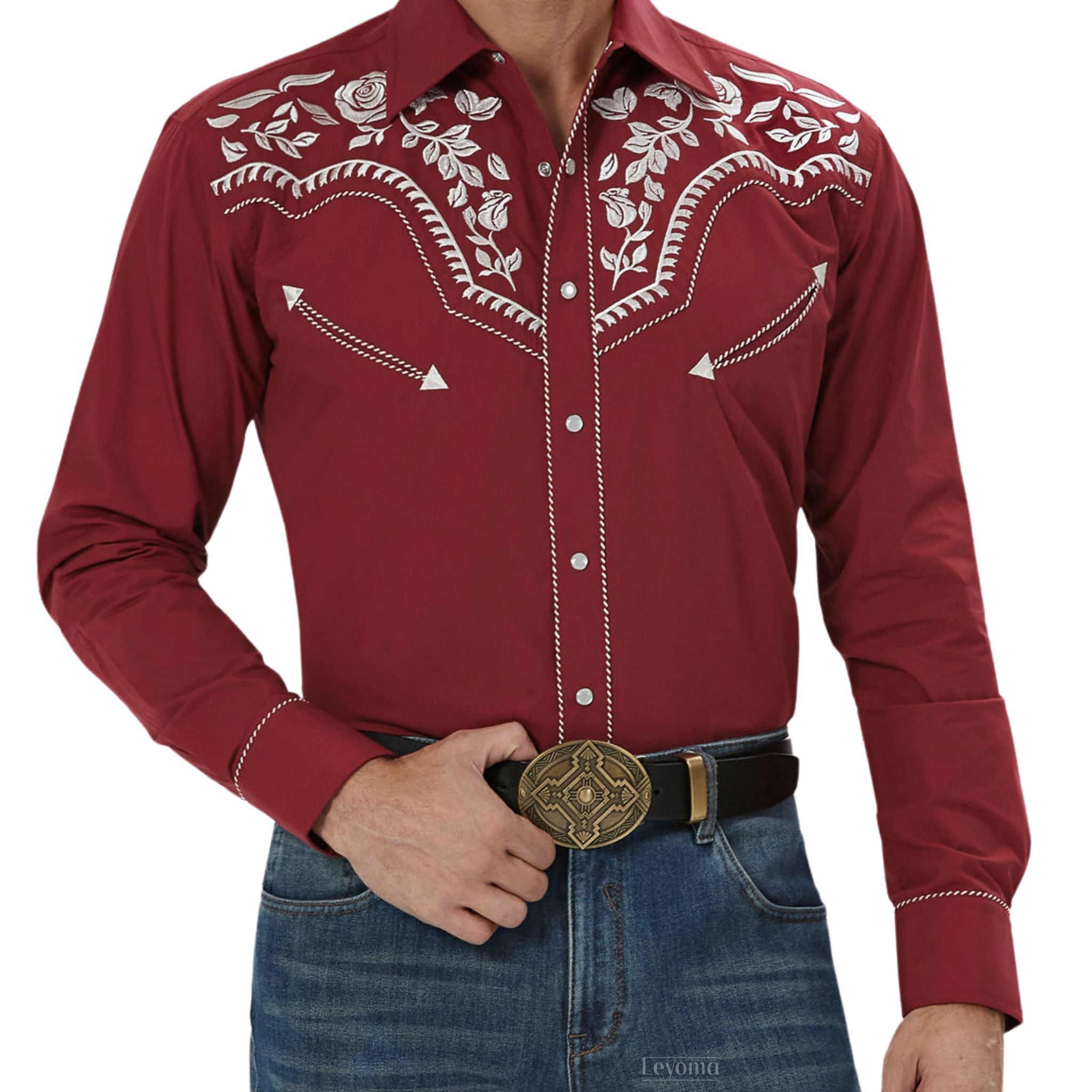 Red Burgundy Men's Cowboy Shirt
