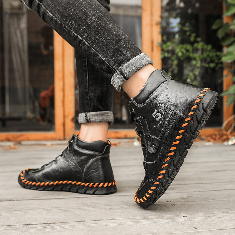Stitched Hand-Sewn Embossed Cowhide Medical Shoes