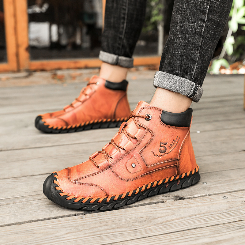 Stitched Hand-Sewn Embossed Cowhide Medical Shoes