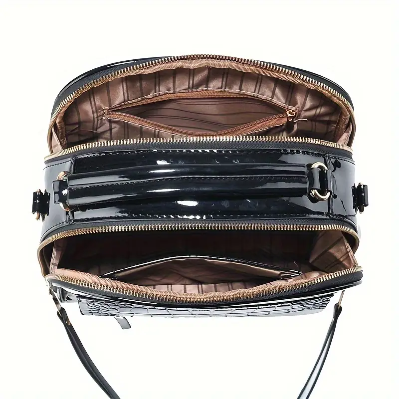new patent leather multi layer single shoulder crossbody bag details 3