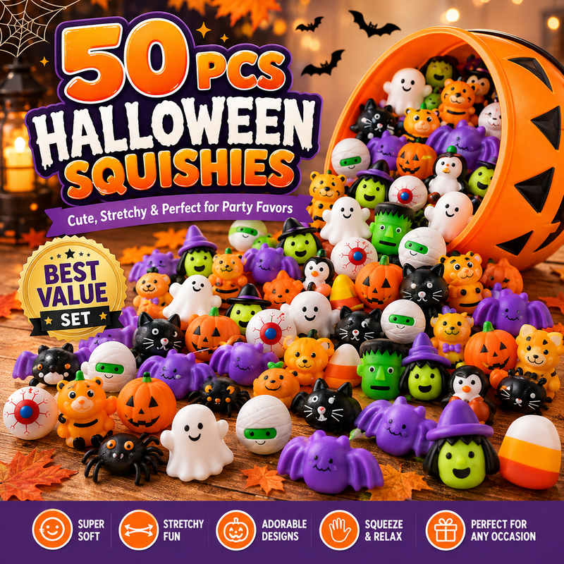 🔥 Last Day 60% OFF &mdash; 50PCS Halloween Mochi Squishy Toys for Party Favors & Spooky Fun 🎃