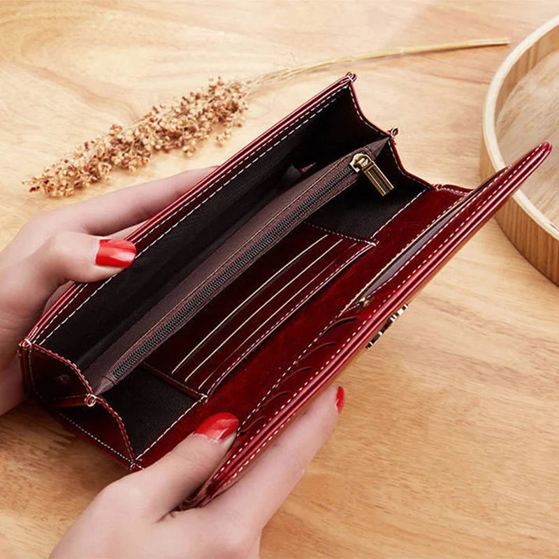 Women's Leather Wallet Woman Luxury Long Wallets Fashion Women Purses Money Bags 2022 Handbags Womens Purse Cards Holder Blue Wolf Store