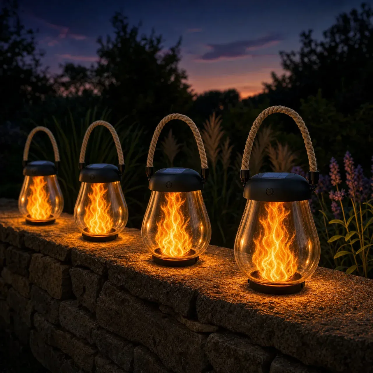🔥 Last Day 49% OFF! Solar Flame Lanterns – No Wiring, Auto-On at Dusk!