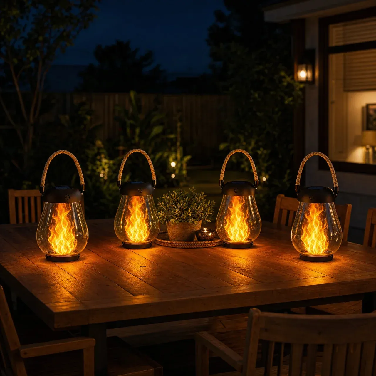 🔥 Last Day 49% OFF! Solar Flame Lanterns – No Wiring, Auto-On at Dusk!