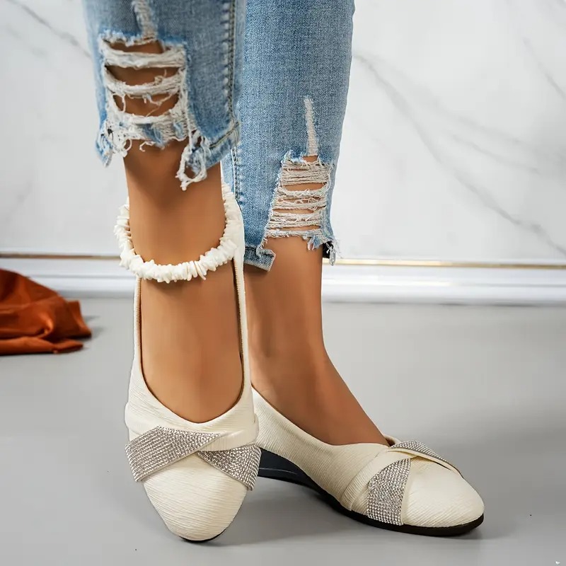 Rhinestone Accents Slip-On Loafers