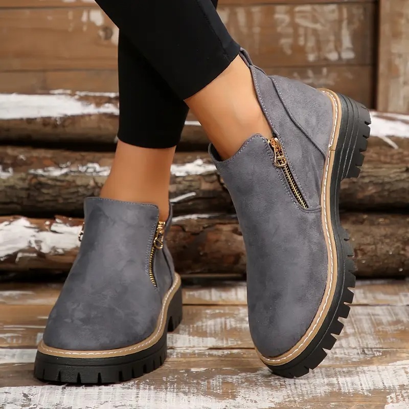 Women's Golden-Tone Zipper Ankle Boots