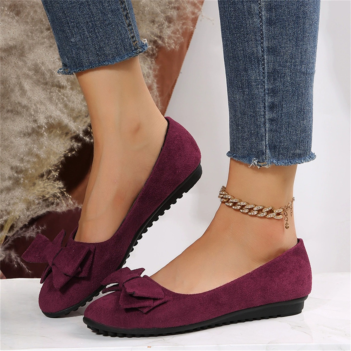 Women's Cute Black Bow Flat Shoes