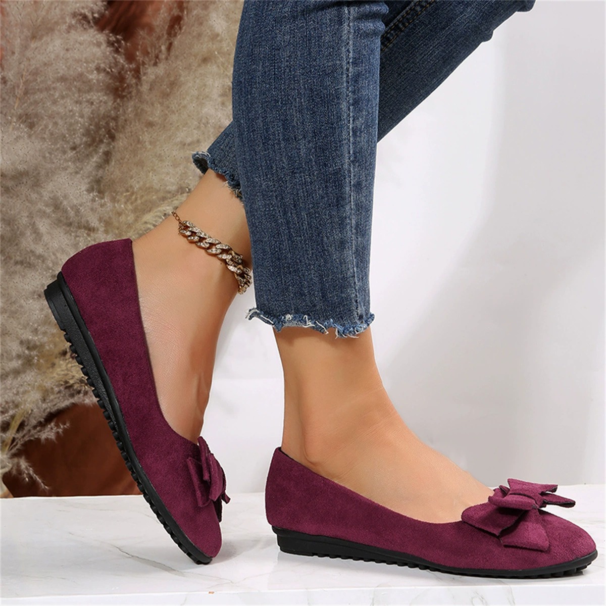 Women's Cute Black Bow Flat Shoes