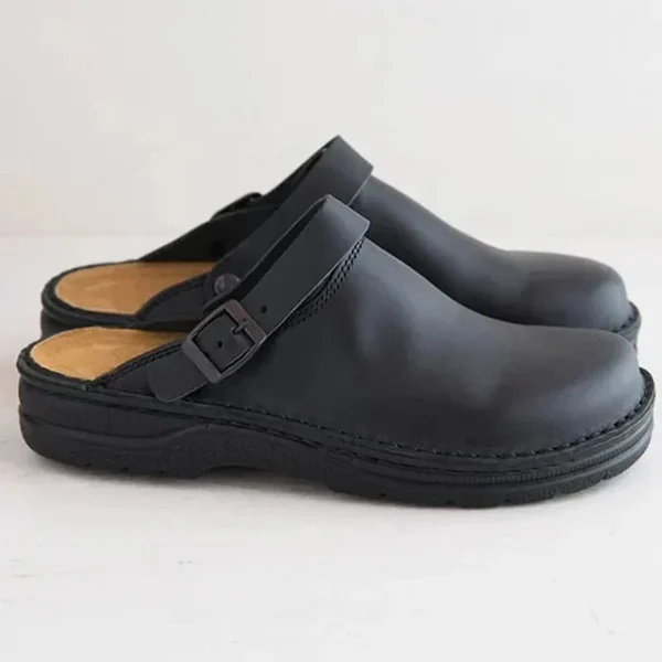 Mens Casual Plus Size Genuine Leather Slippers