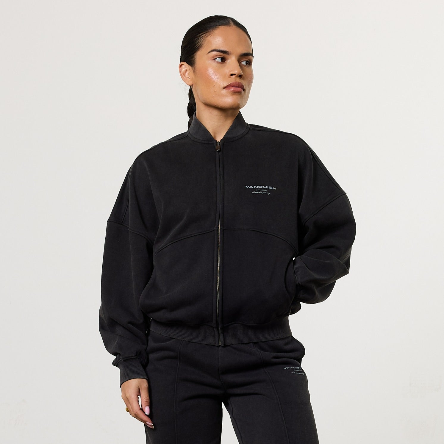 Vanquish Womens Washed Black Zip Up Jacket