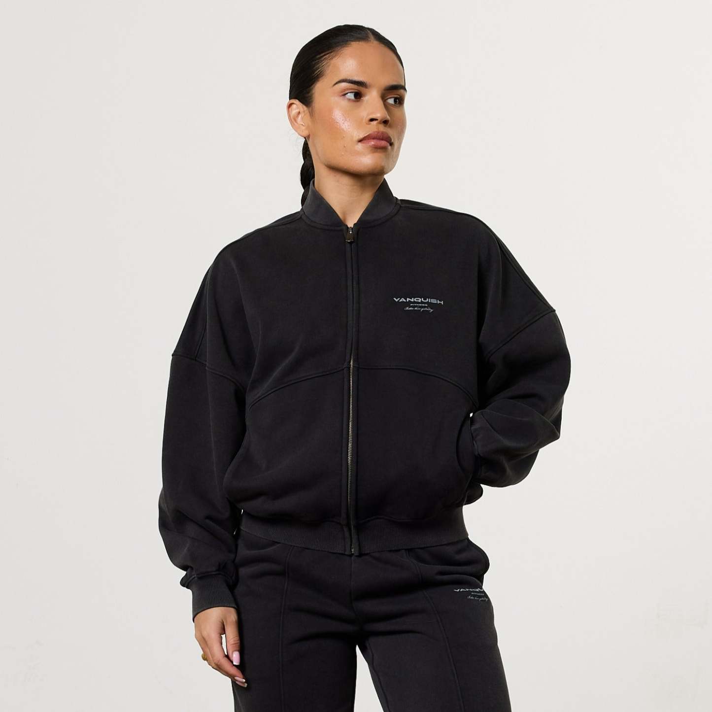 Vanquish Womens Washed Black Zip Up Jacket