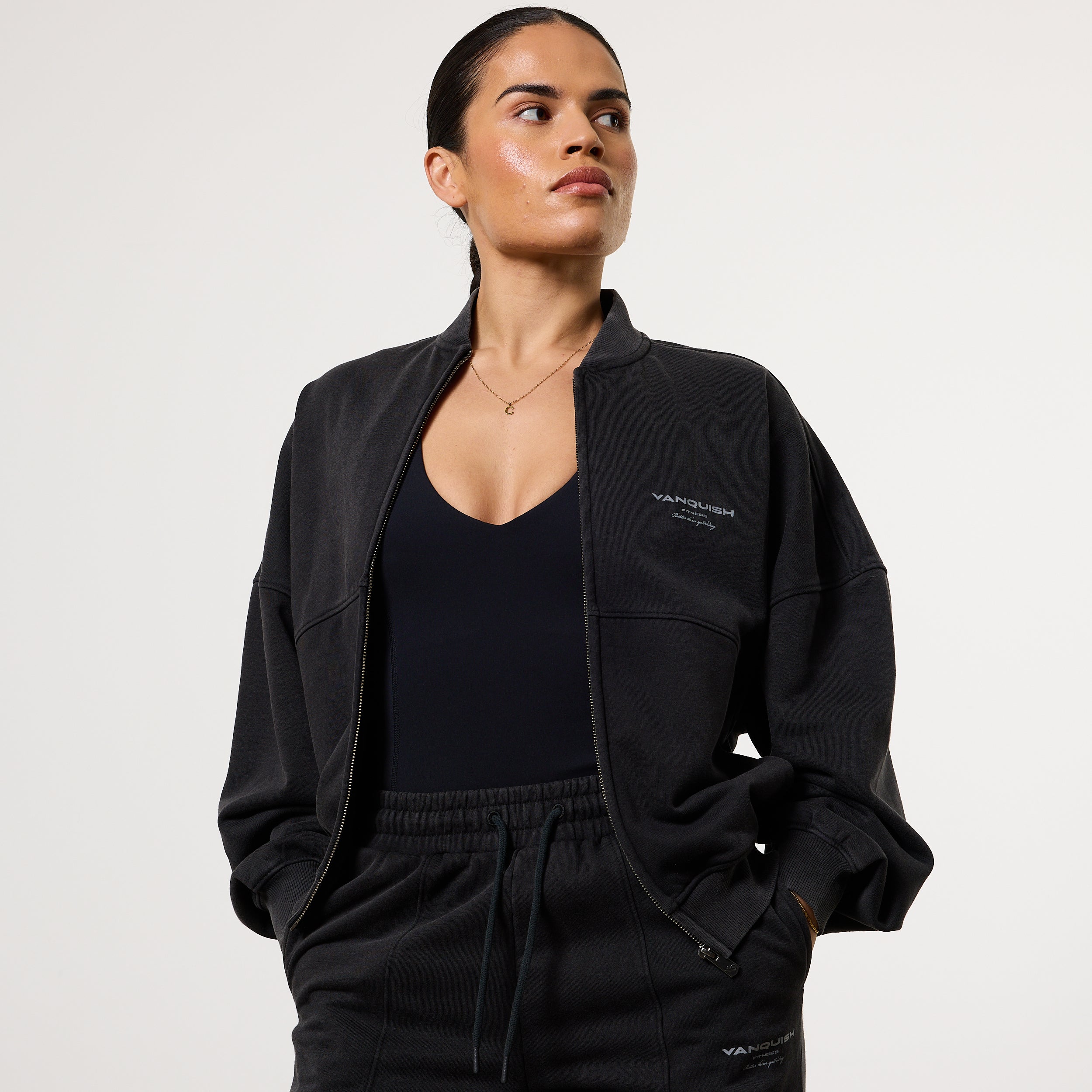 Vanquish Womens Washed Black Zip Up Jacket