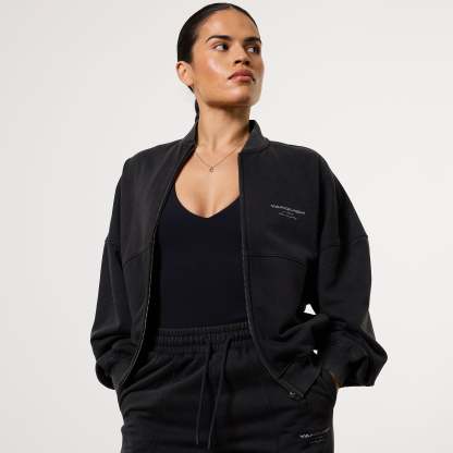 Vanquish Womens Washed Black Zip Up Jacket