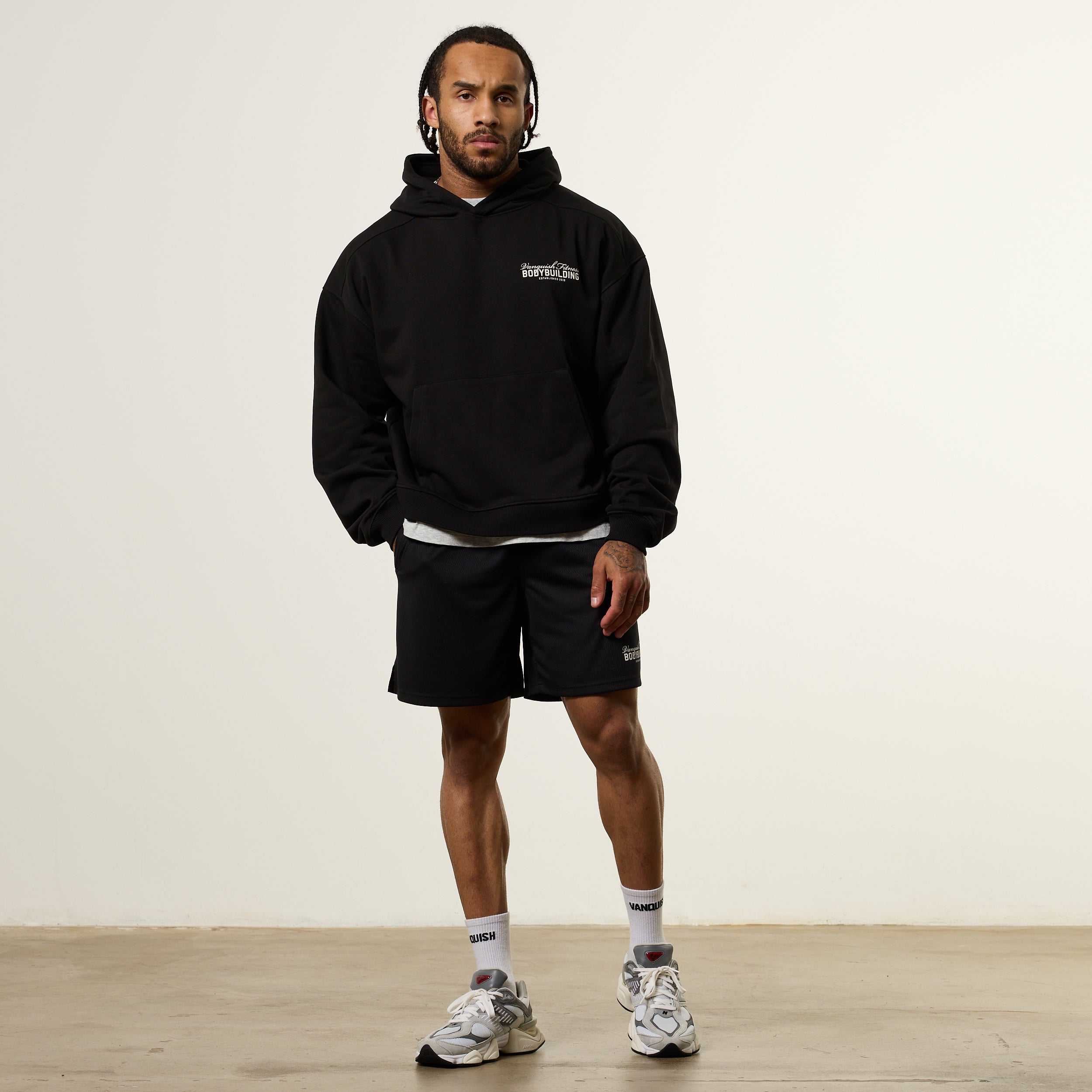 Vanquish Bodybuilding Black Oversized Boxy Pullover Hoodie
