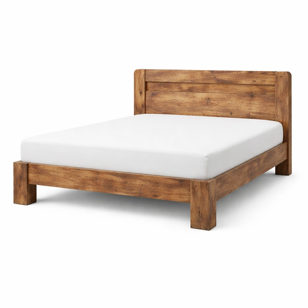 Estructura de cama doble de madera de pino-FURNFINO