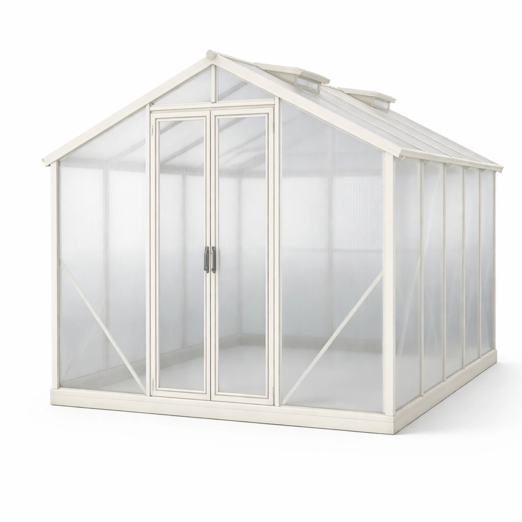 Invernadero de aluminio y policarbonato transparente 300x250x200 cm-FURNFINO