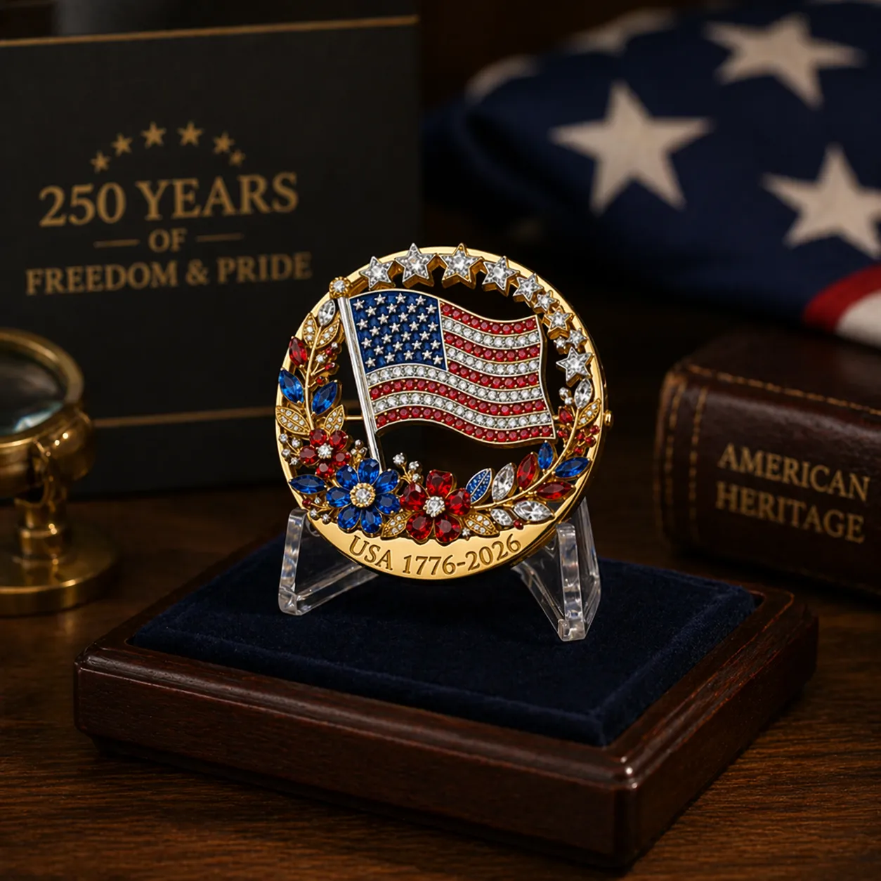 US 250th Anniversary Enamel Brooch Pin