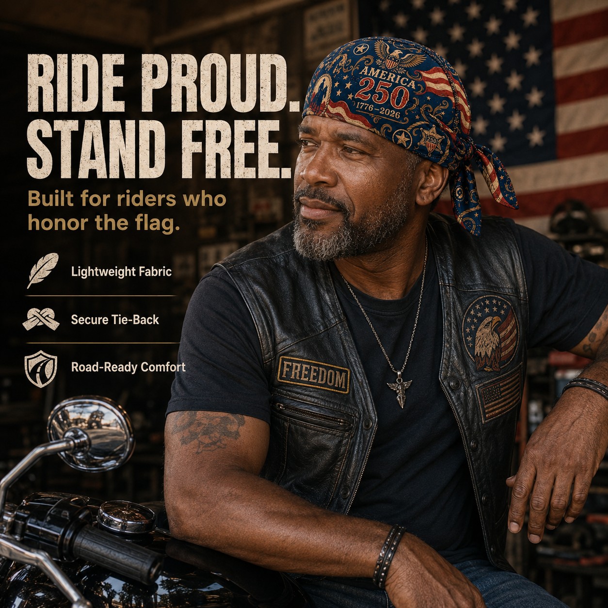 America 250 Cycling Pirate Hat / Biker Headwrap