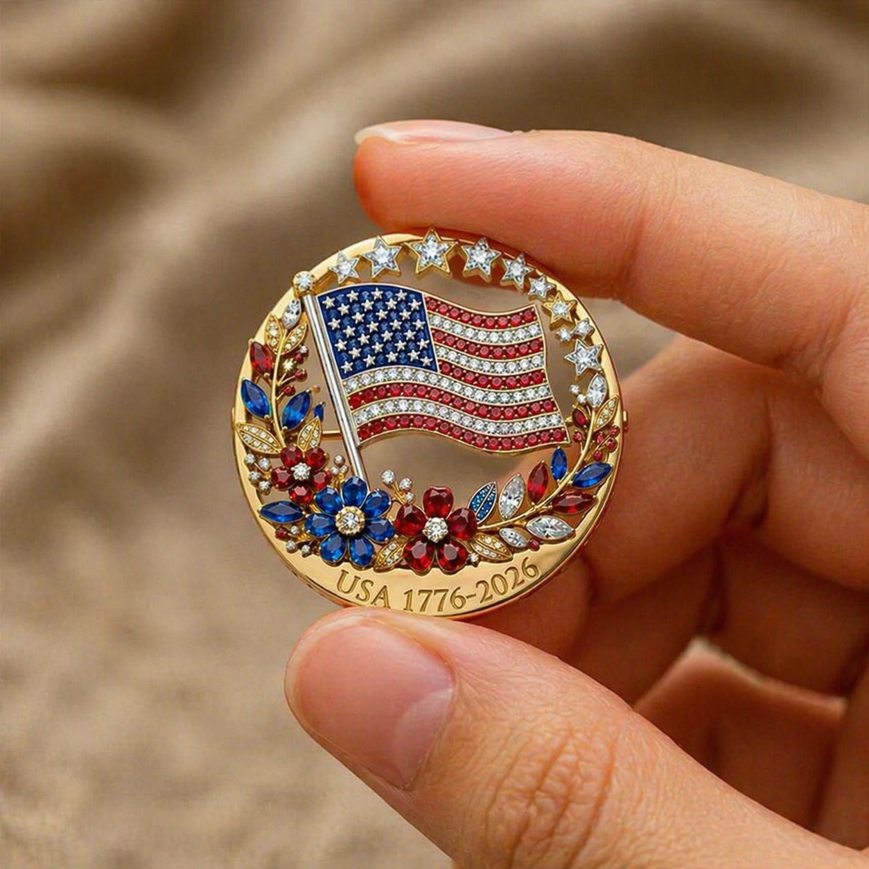 US 250th Anniversary Enamel Brooch Pin