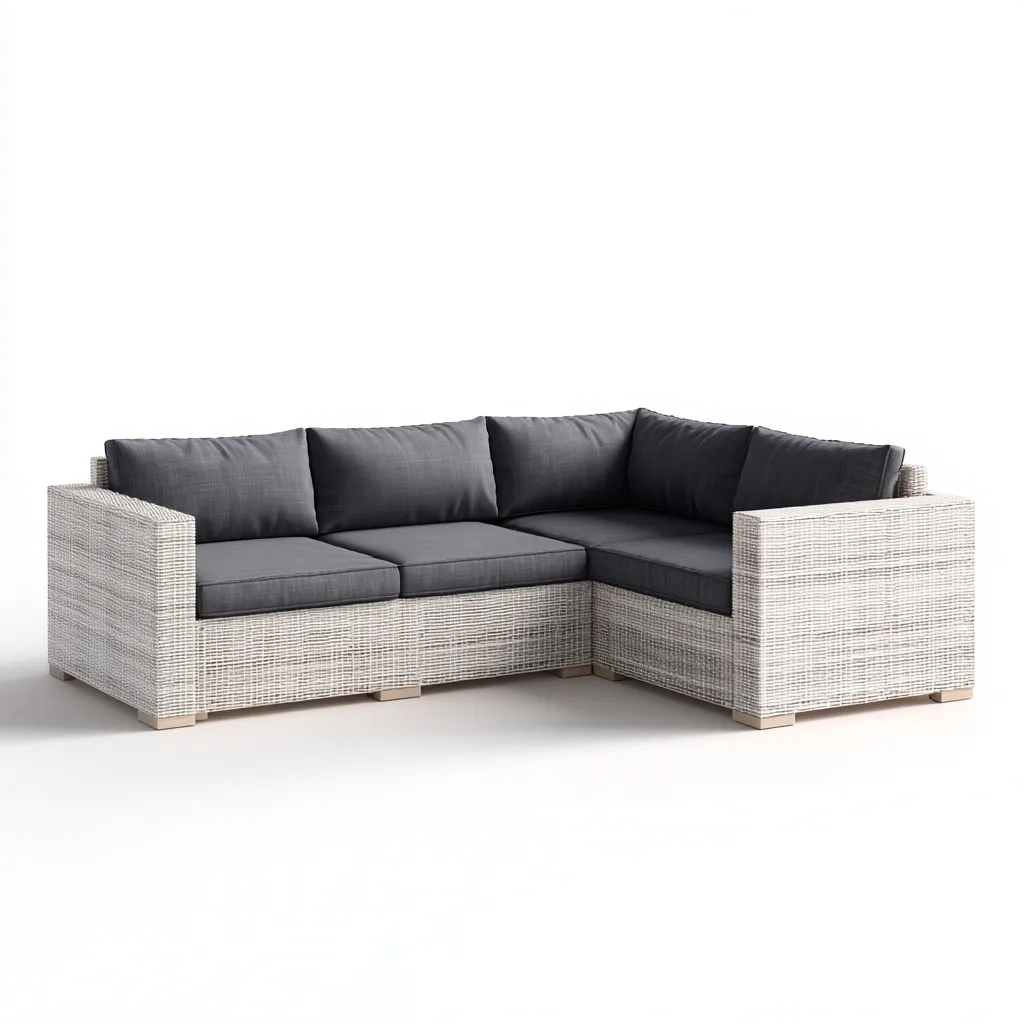Divani da esterno - rattan sintetico-tessuto - 285x190x76 cm - naturale-grigio scuro - stile naturale moderno-Latavadwell