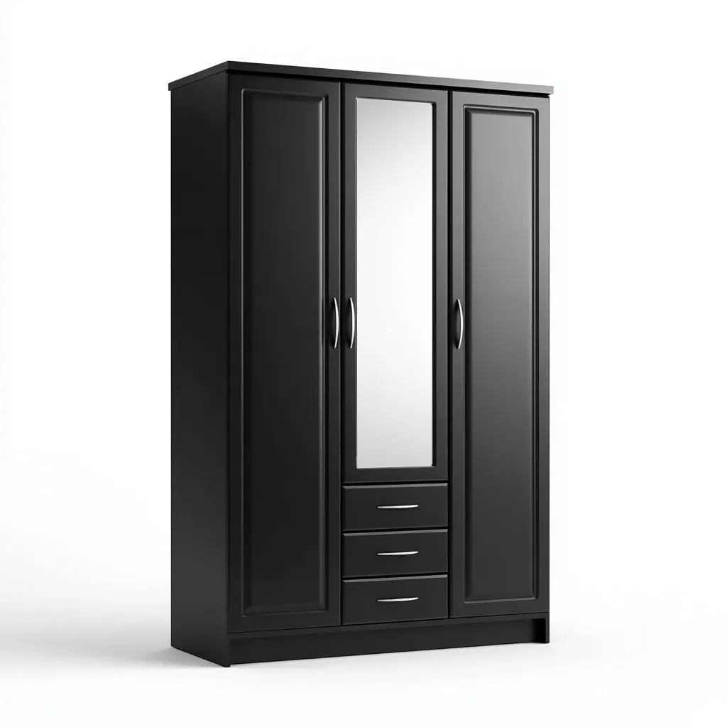 Armadio - legno-vetro - 180x60x200 cm - nero - stile moderno funzionale-Latavadwell