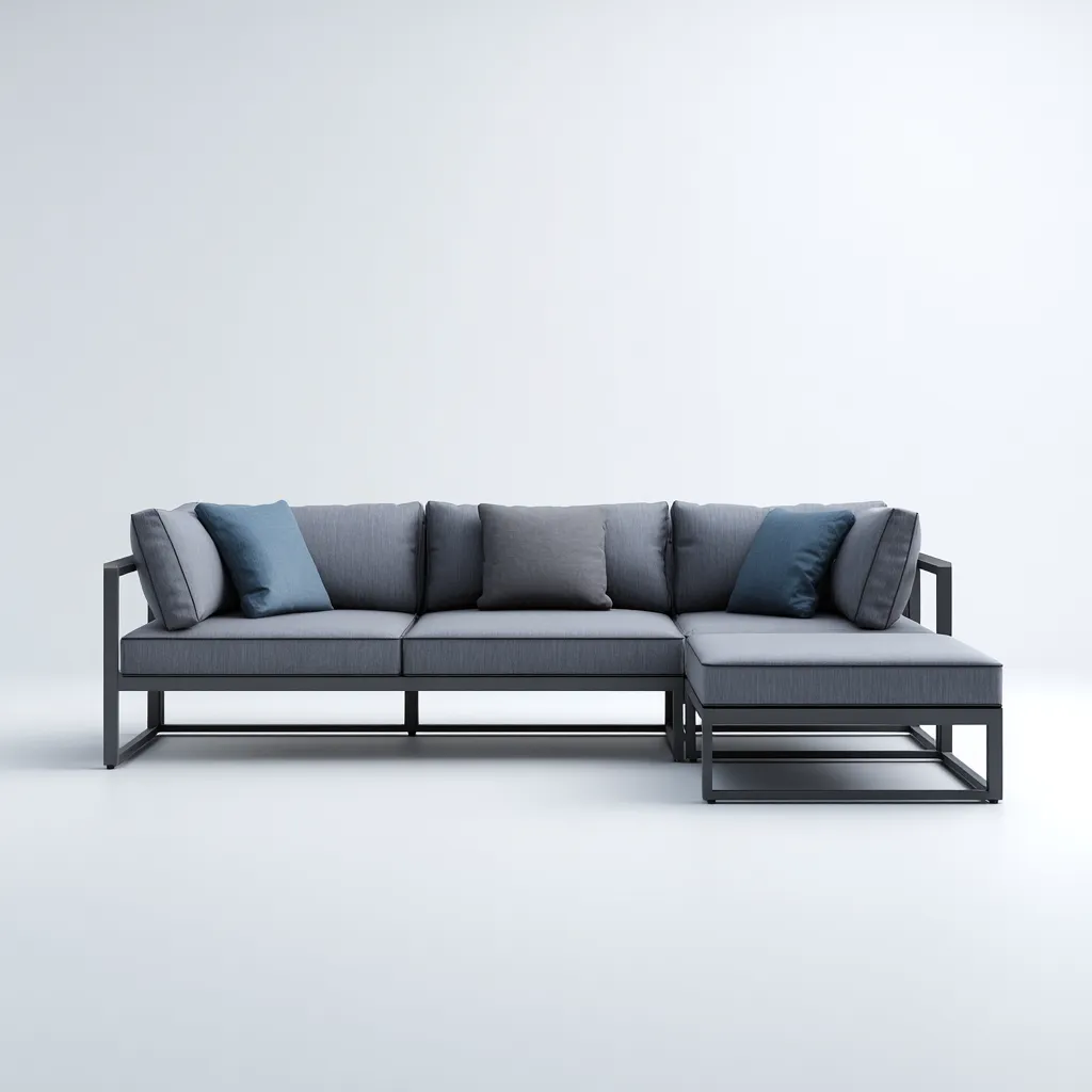 Divani da esterno - alluminio-tessuto - 285x165x78 cm - grigio scuro - stile moderno lineare-Latavadwell