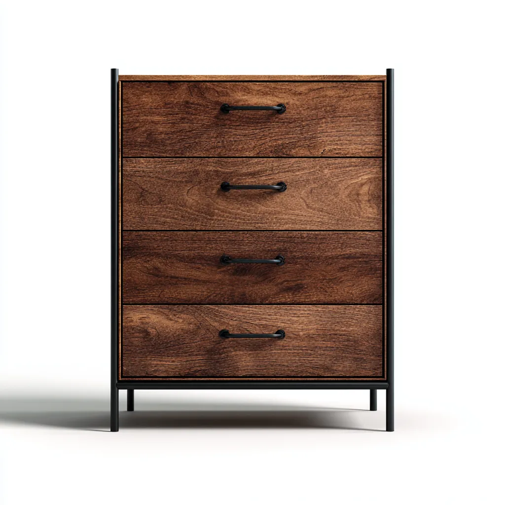 Cassettiera-legno-metallo-76x42x98 cm-marrone scuro-industriale-Latavadwell