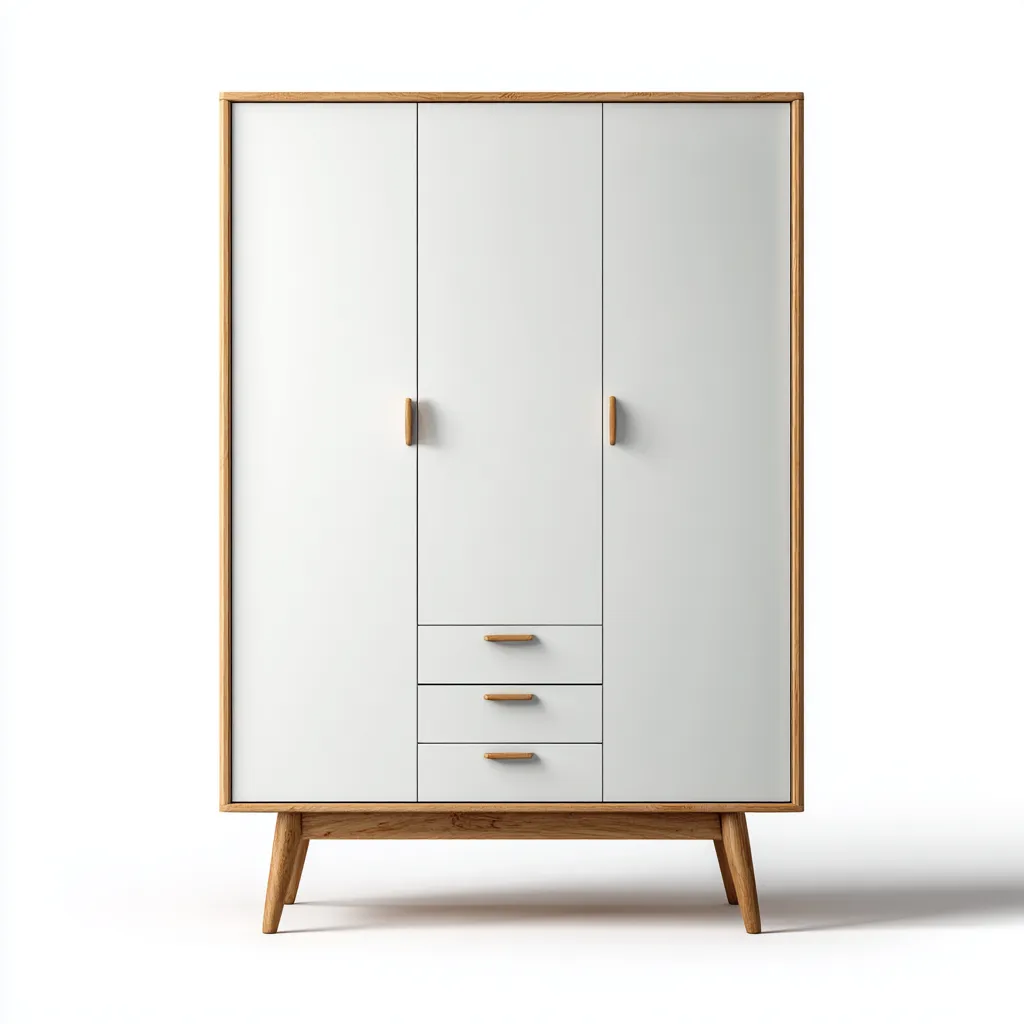 Armadio - legno - 160x60x195 cm - bianco-legno naturale - stile scandinavo moderno-Latavadwell