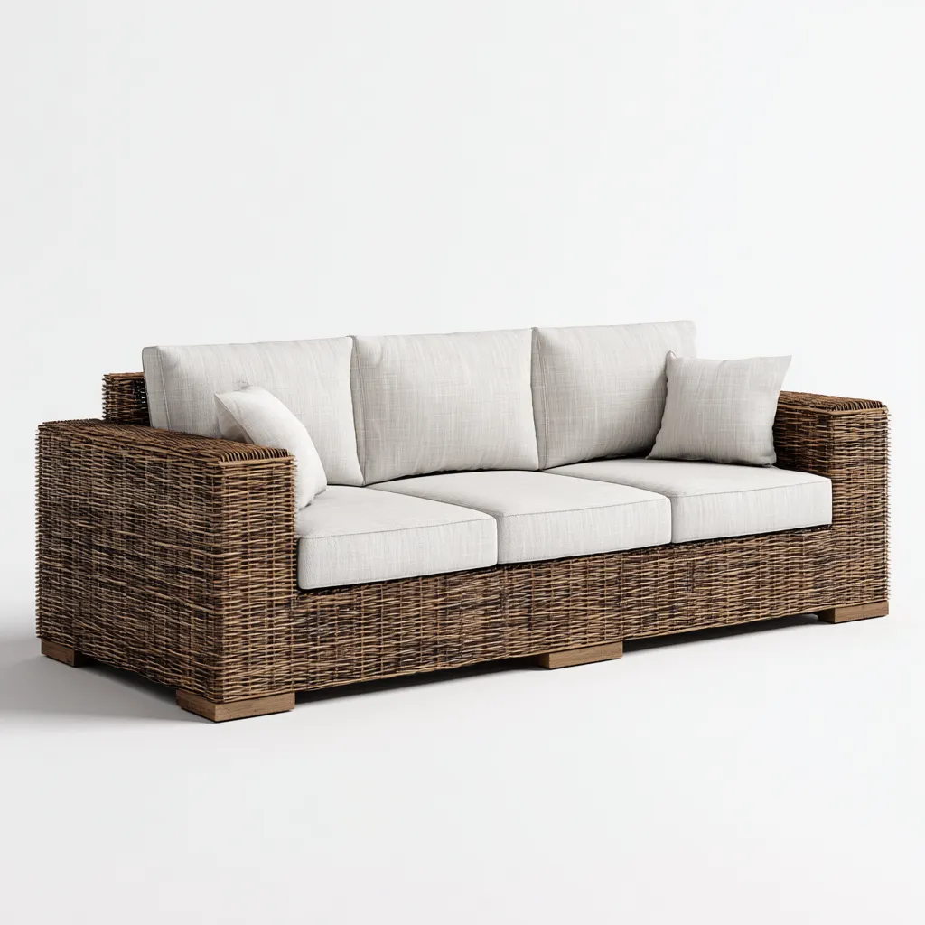 Divani da esterno - rattan sintetico-tessuto - 212x84x76 cm - beige-marrone - stile naturale moderno-Latavadwell