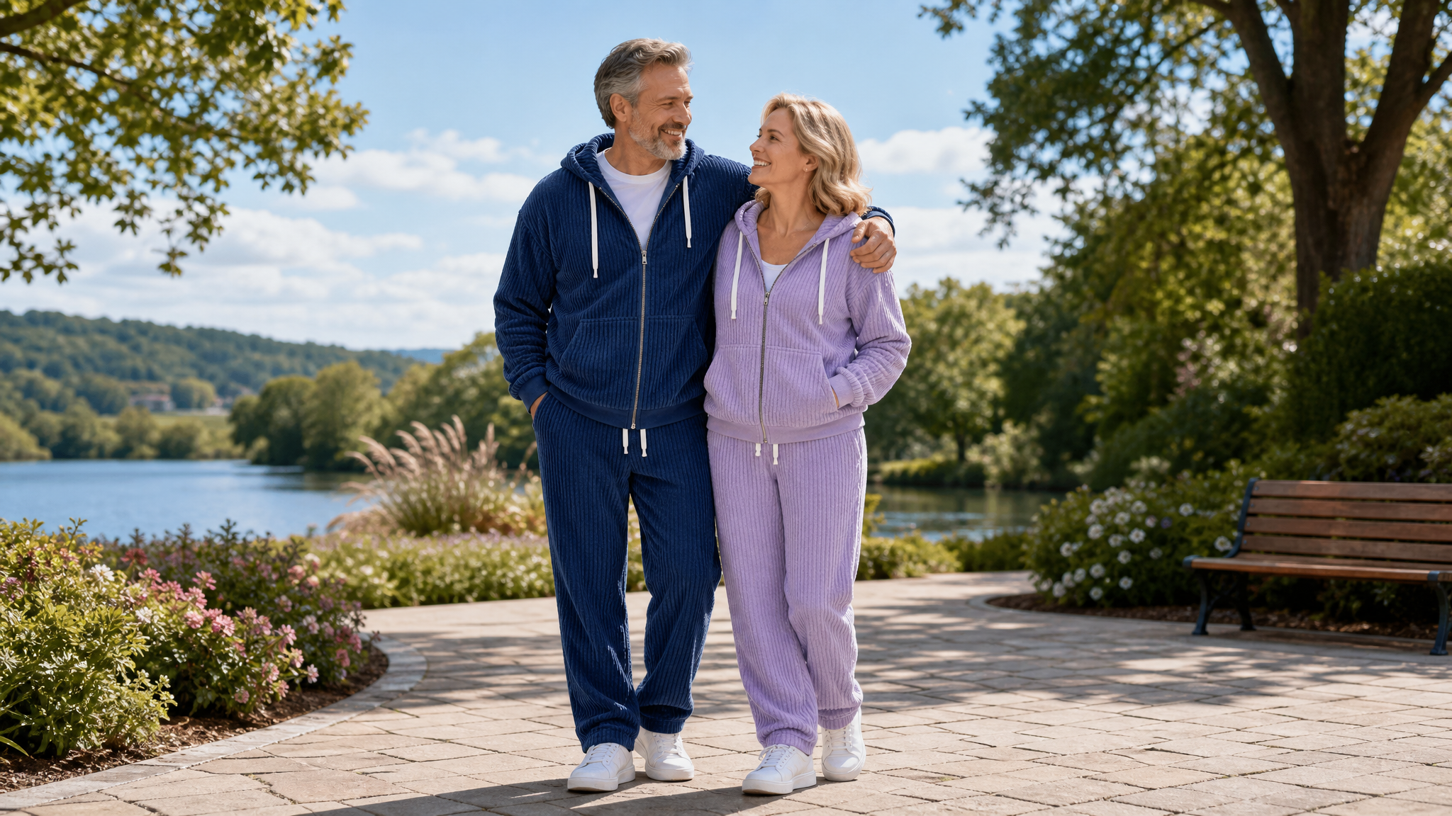 Unisex Corduroy Hooded Jacket and Pants Suit
