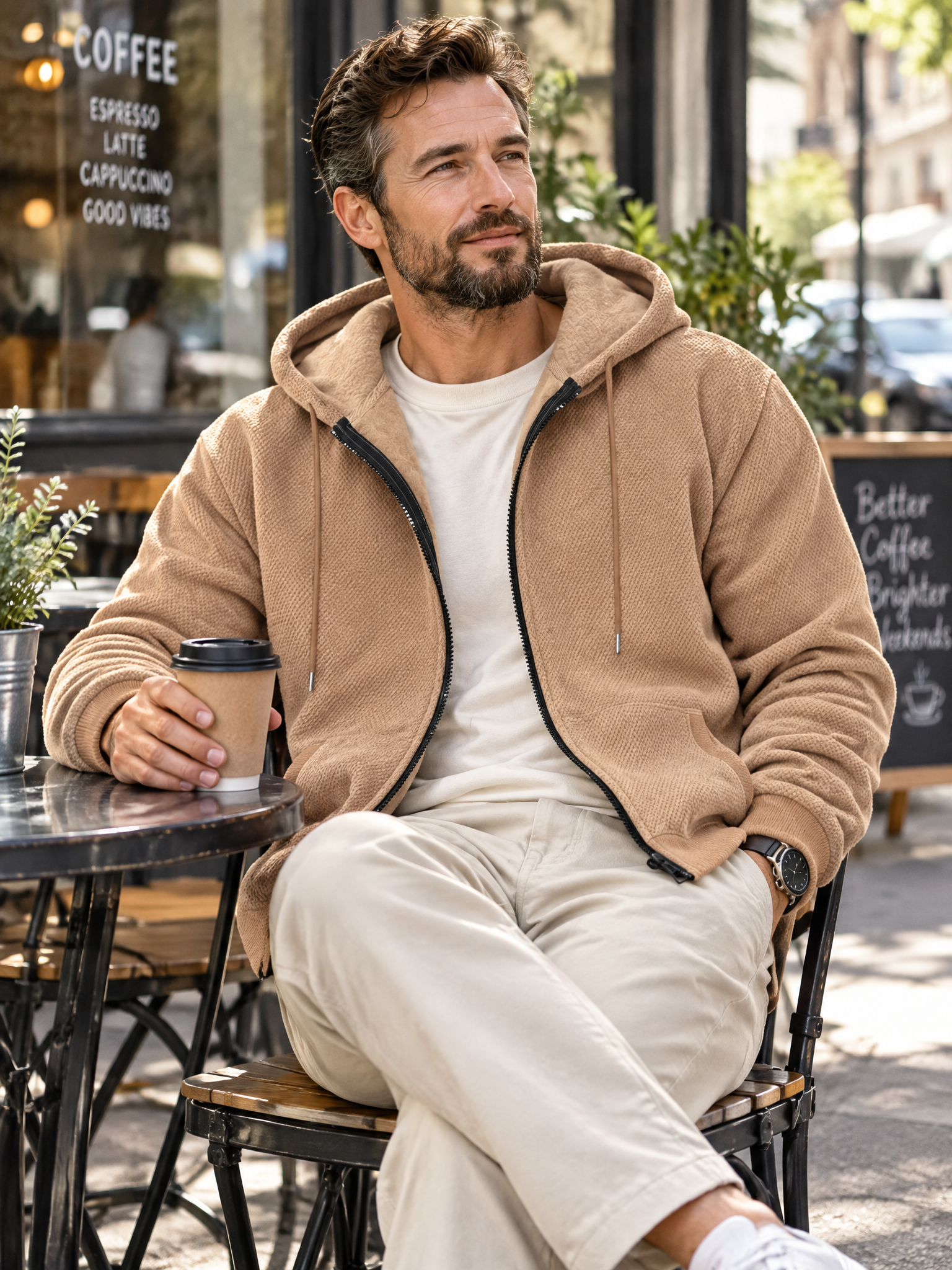 Men's Zipper Cardigan Casual Hooded Sweatshirt