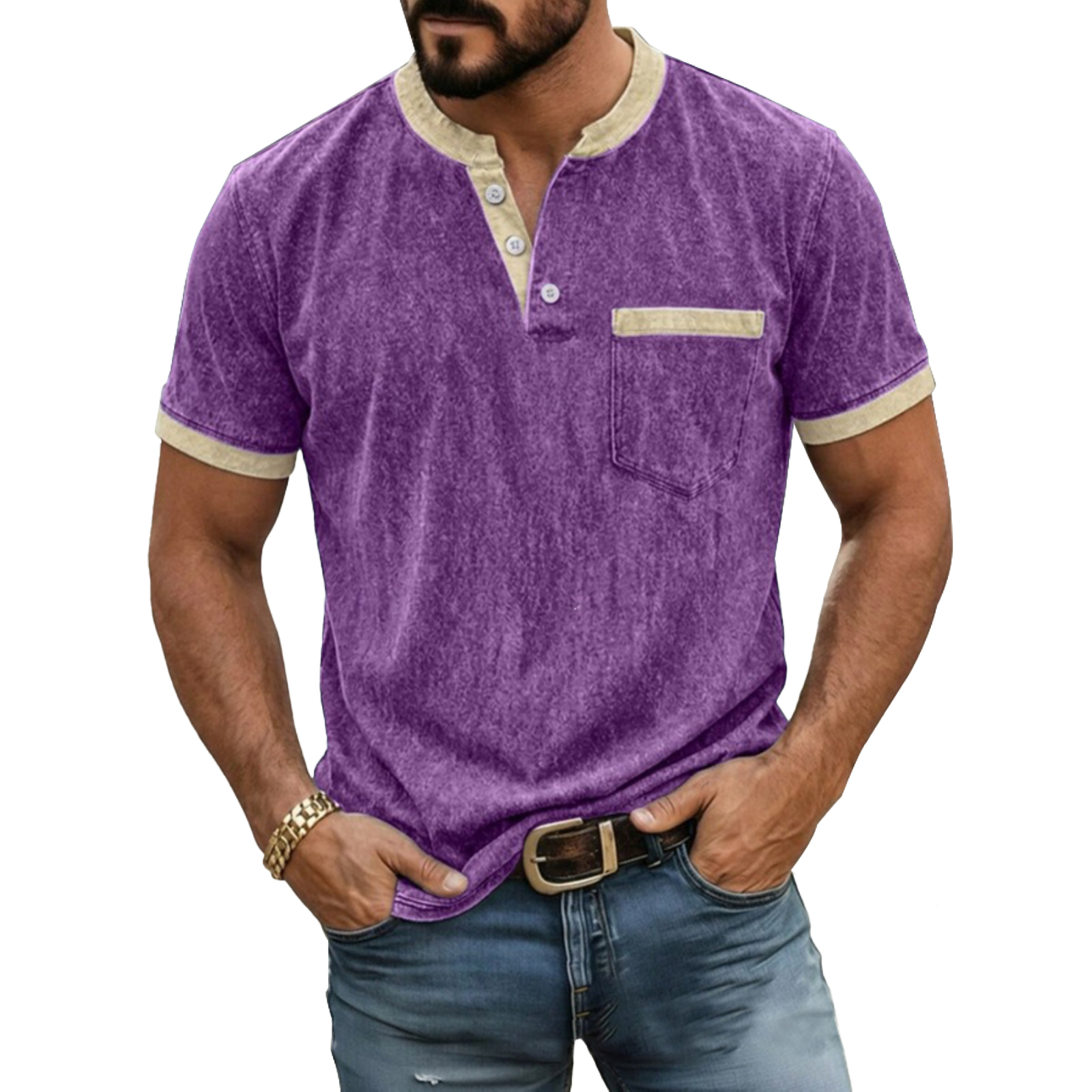 Men's casual, comfortable and high-end henley shirt