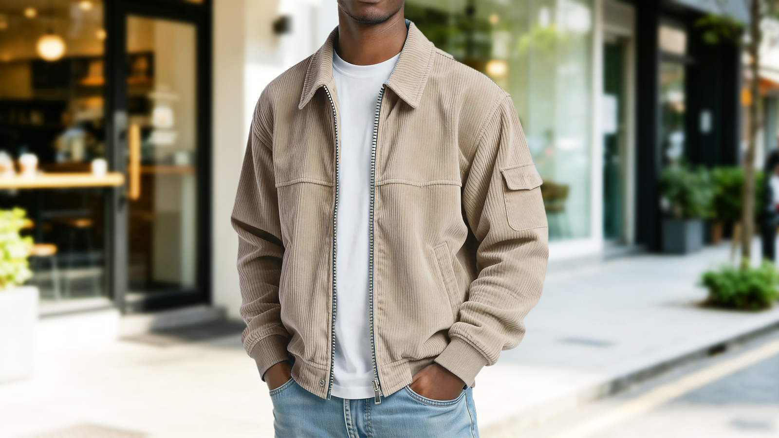 Mature man wearing a corduroy jacket on a casual day