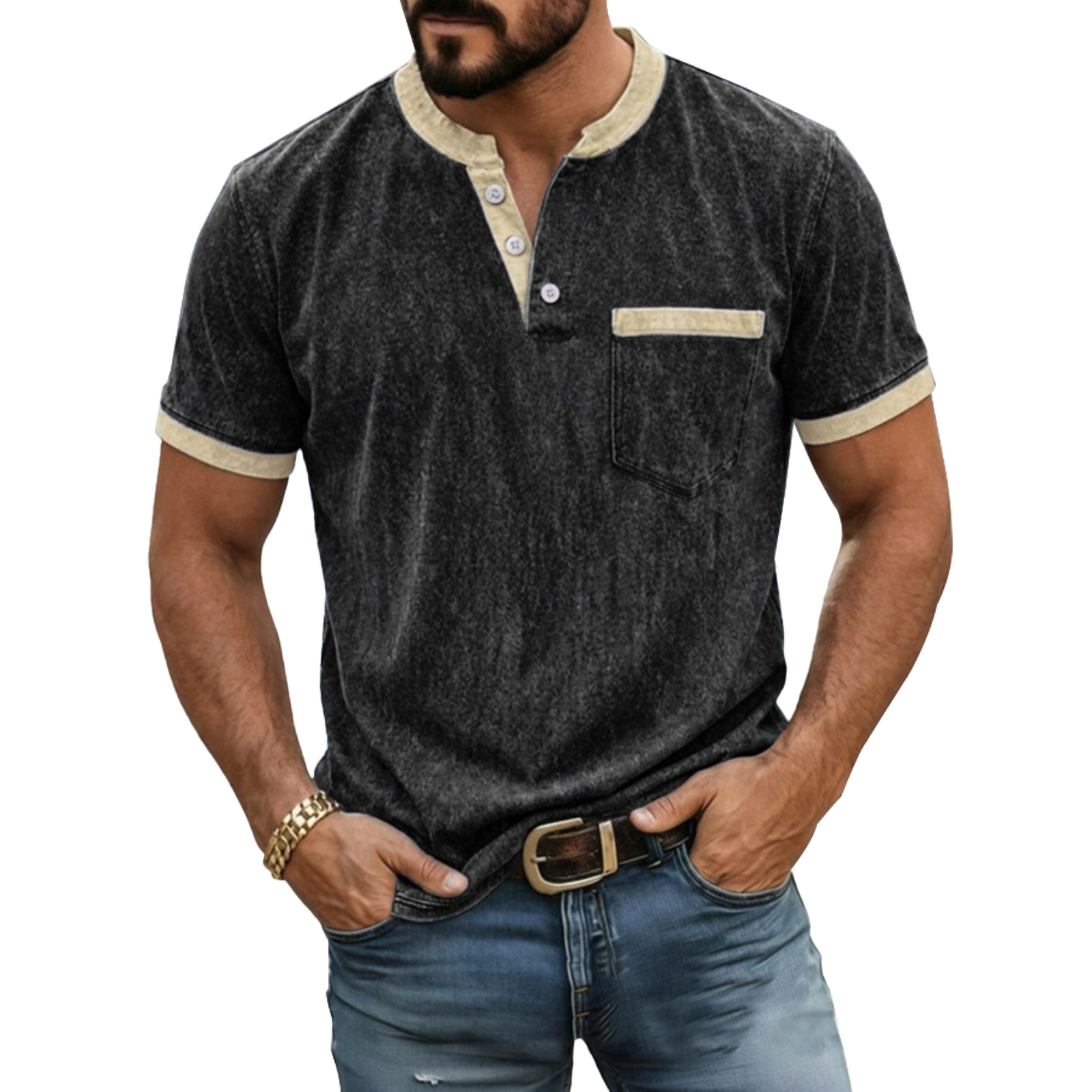 Men's casual, comfortable and high-end henley shirt