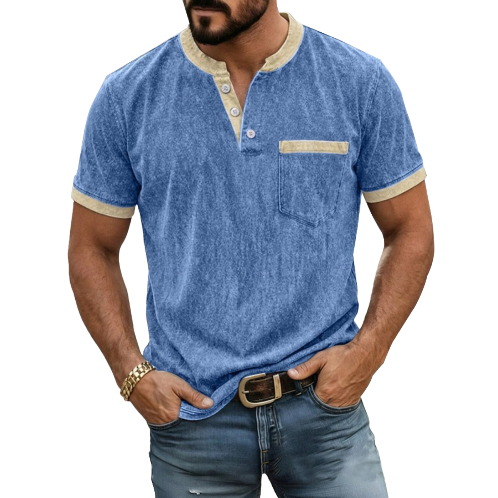 Men's casual, comfortable and high-end henley shirt
