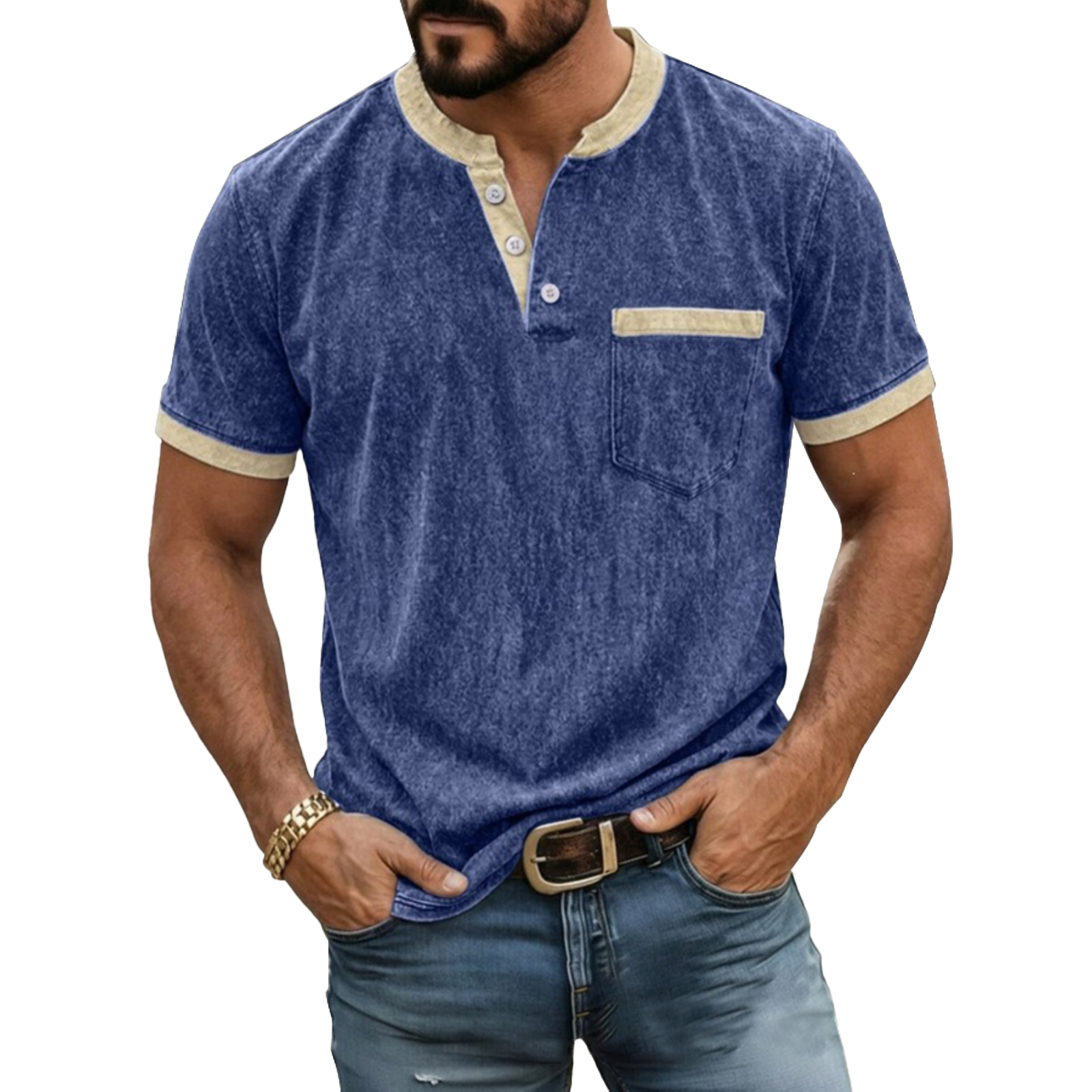 Men's casual, comfortable and high-end henley shirt