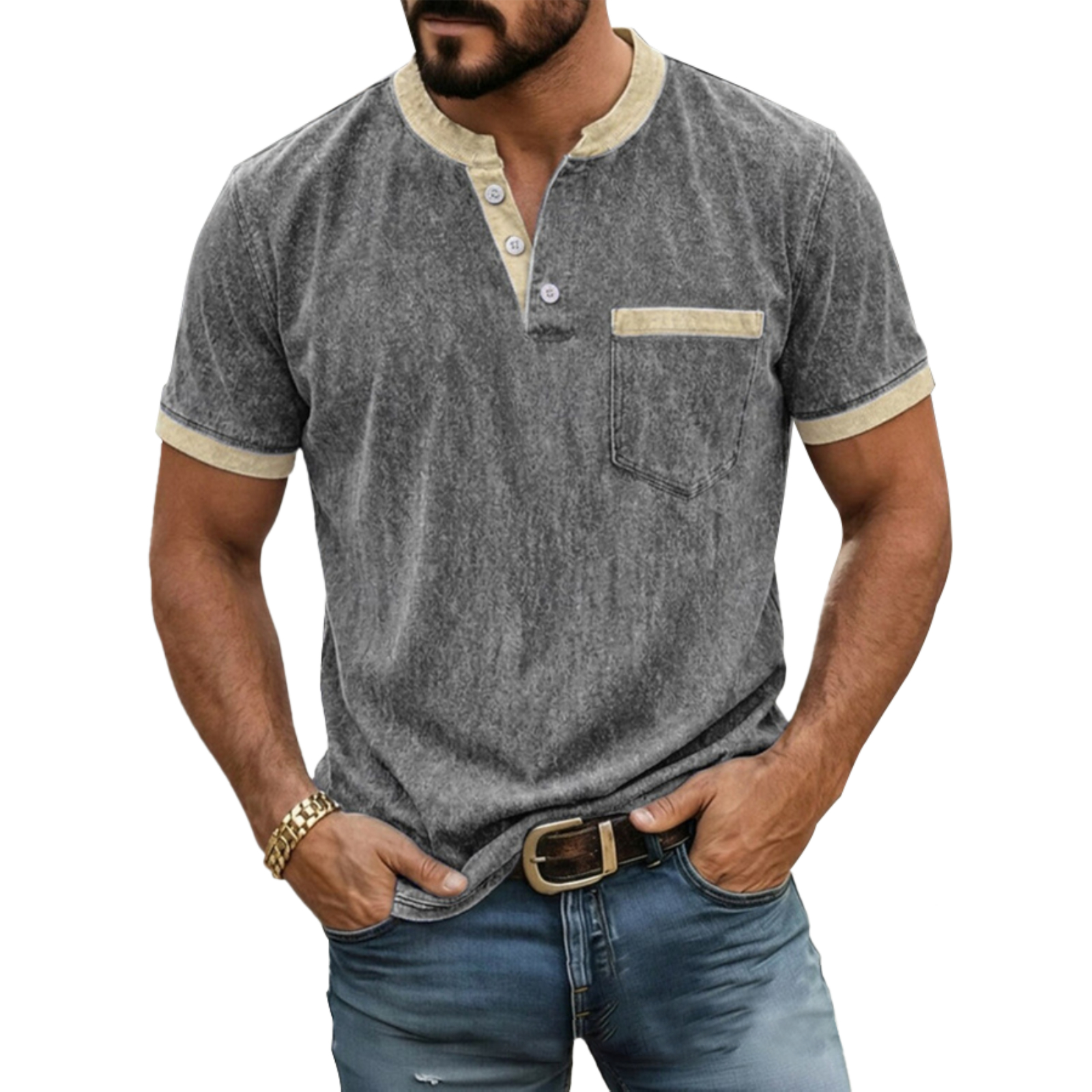 Men's casual, comfortable and high-end henley shirt