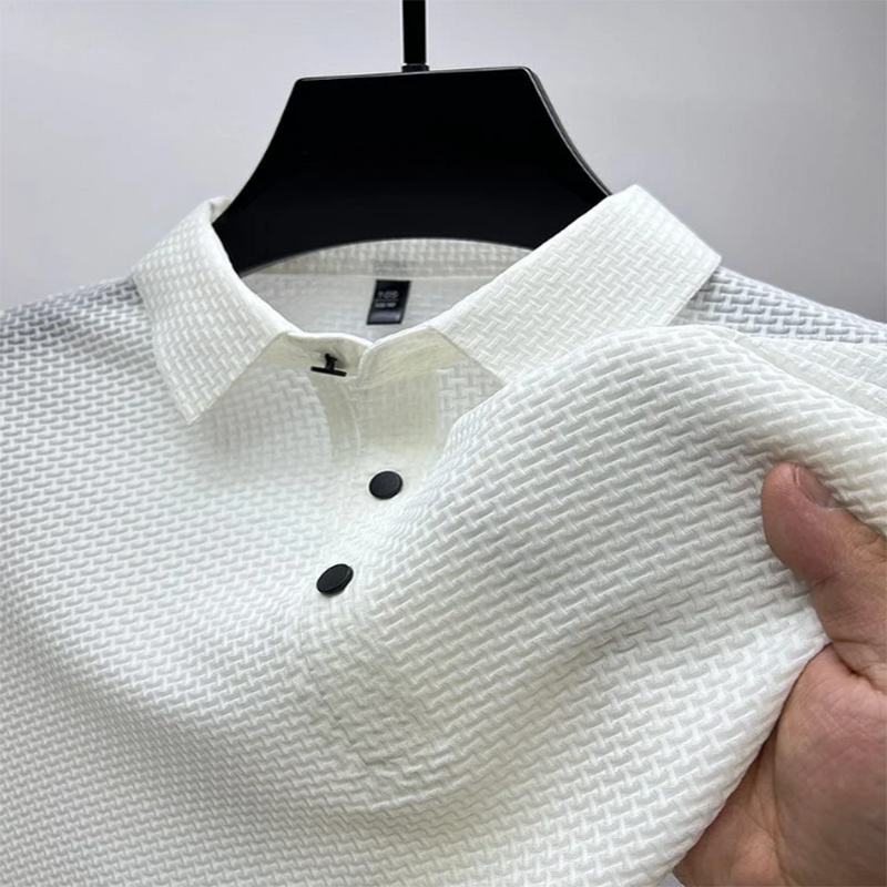 Polo pour homme en maille respirante, confortable, col en V et manches courtes pour l'été