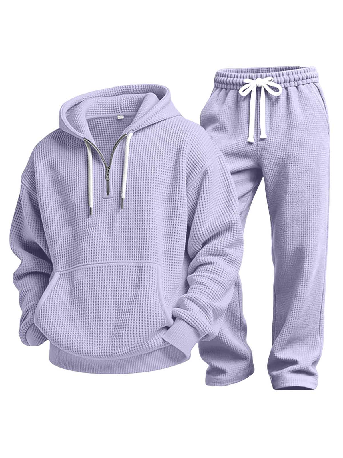 Casual Solid Color Versatile Waffle-knit Sweatshirt And Trousers Two-piece Set