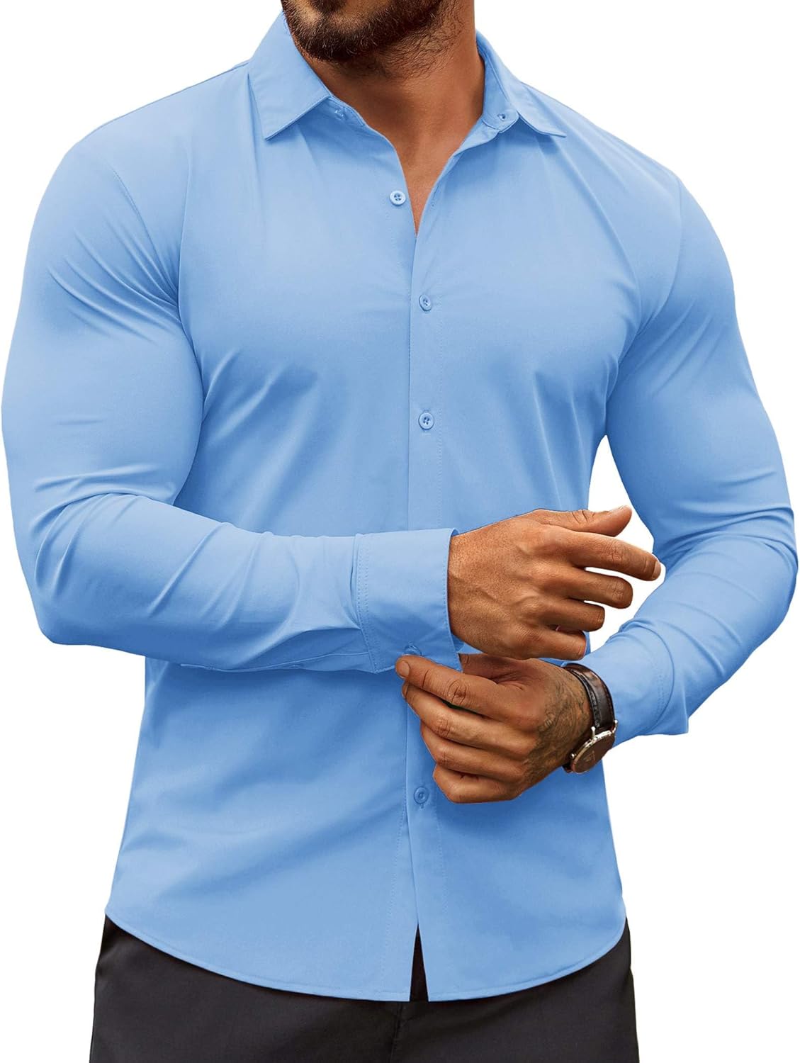 COOFANDY Men's Muscle Fit Dress Shirts Wrinkle-Free Long Sleeve Casual Button Down Shirts