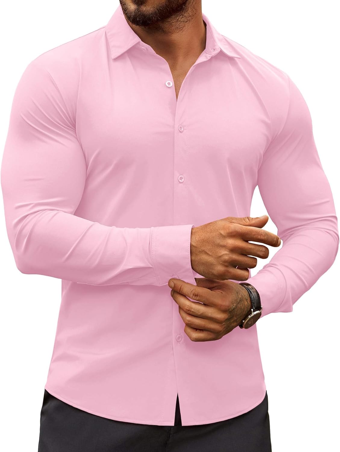 COOFANDY Men's Muscle Fit Dress Shirts Wrinkle-Free Long Sleeve Casual Button Down Shirts